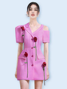 Flowers Notched Dress
