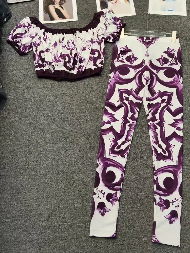 Retro Geometric Print two-piece Suit