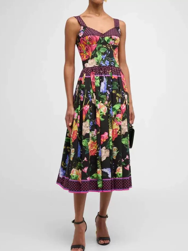 Fashion polka-dot Print Slim Tube Top Dress