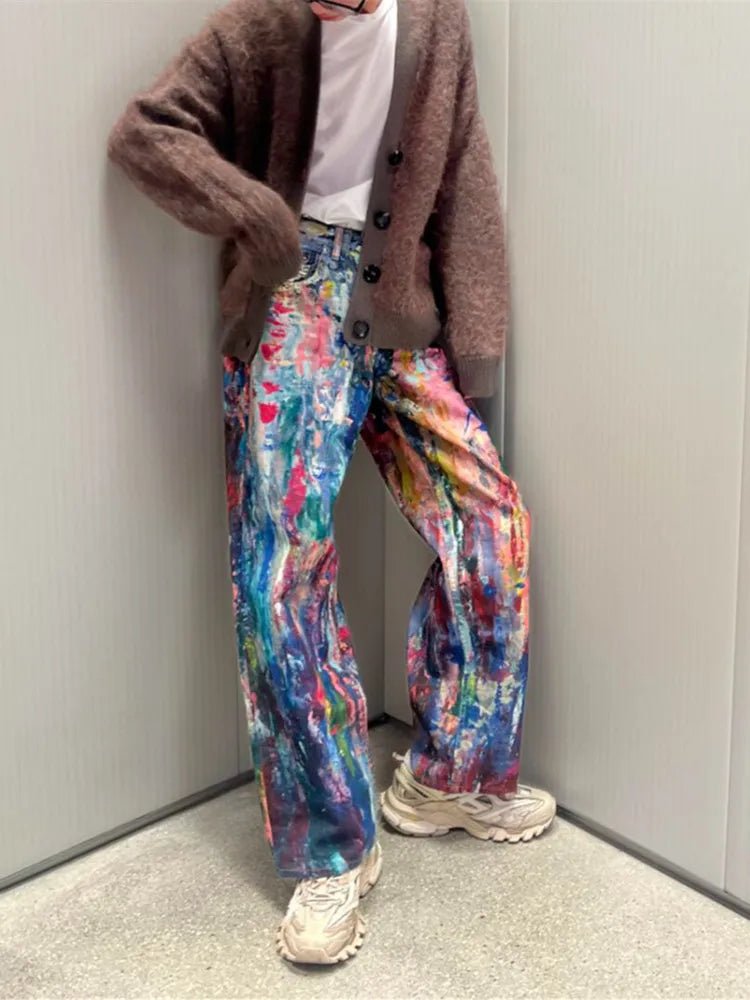 Graffiti Painting Baggy Jeans Pants