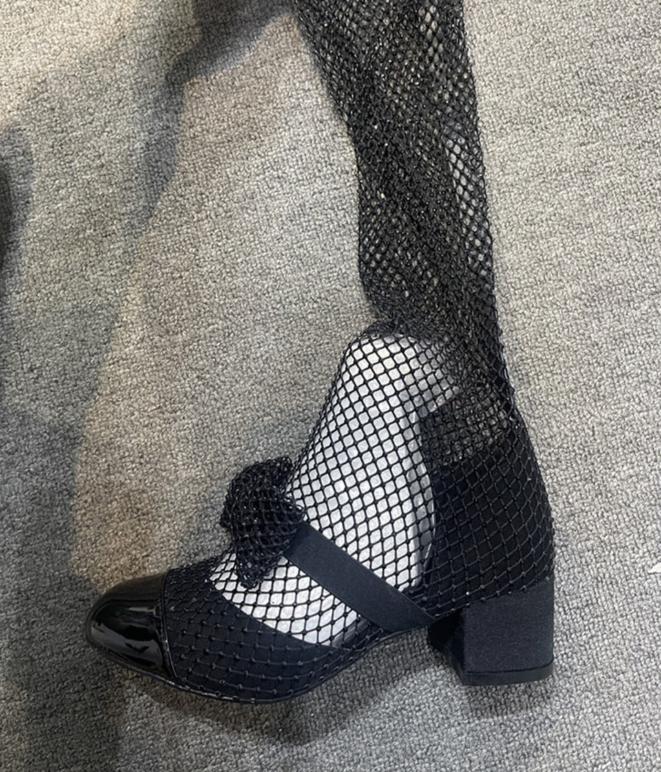 Crystal Mesh Bowknot Mary Jane Round Toe Luxury Sandals