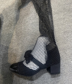 Crystal Mesh Bowknot Mary Jane Round Toe Luxury Sandals