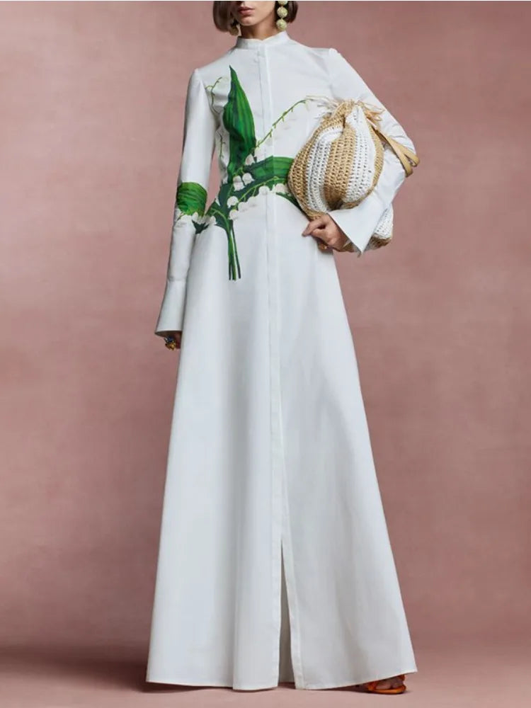 Floor Length A-line Shirt Dress