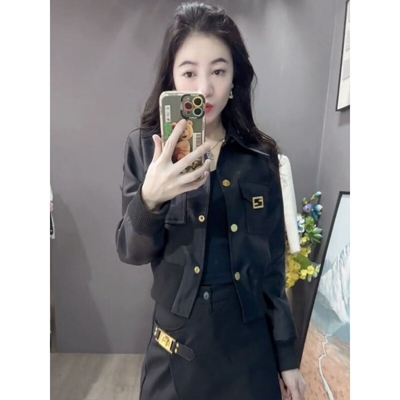 Elegant Lapel Zipper Short Coat