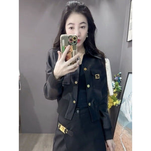 Elegant Lapel Zipper Short Coat