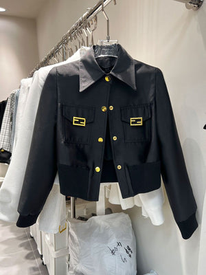 Elegant Lapel Zipper Short Coat