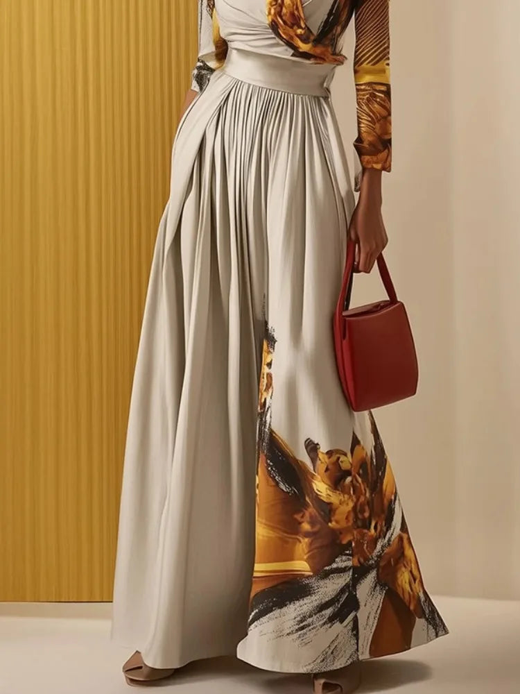 Elegant One-piece Suit Printed Deep Jumpsuit