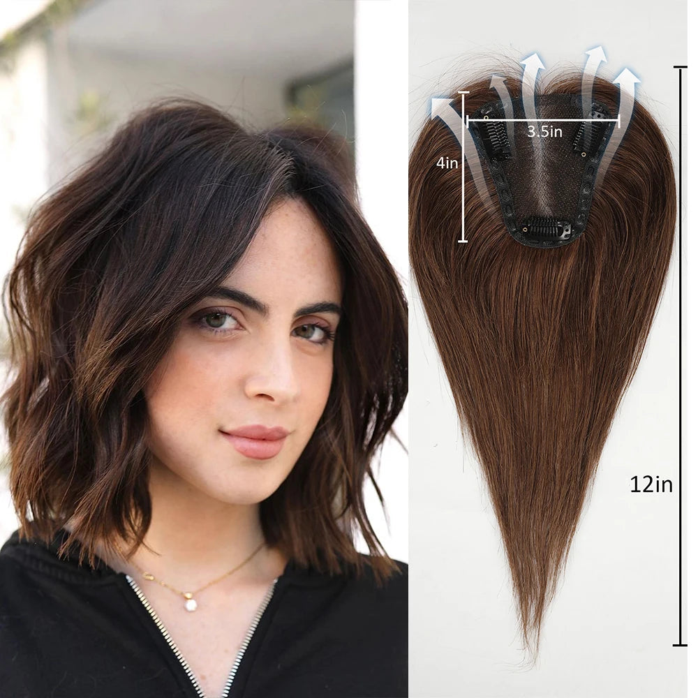 Golden Brown Ombre 100% Remy Human Hair Toppers Lace Base Clip