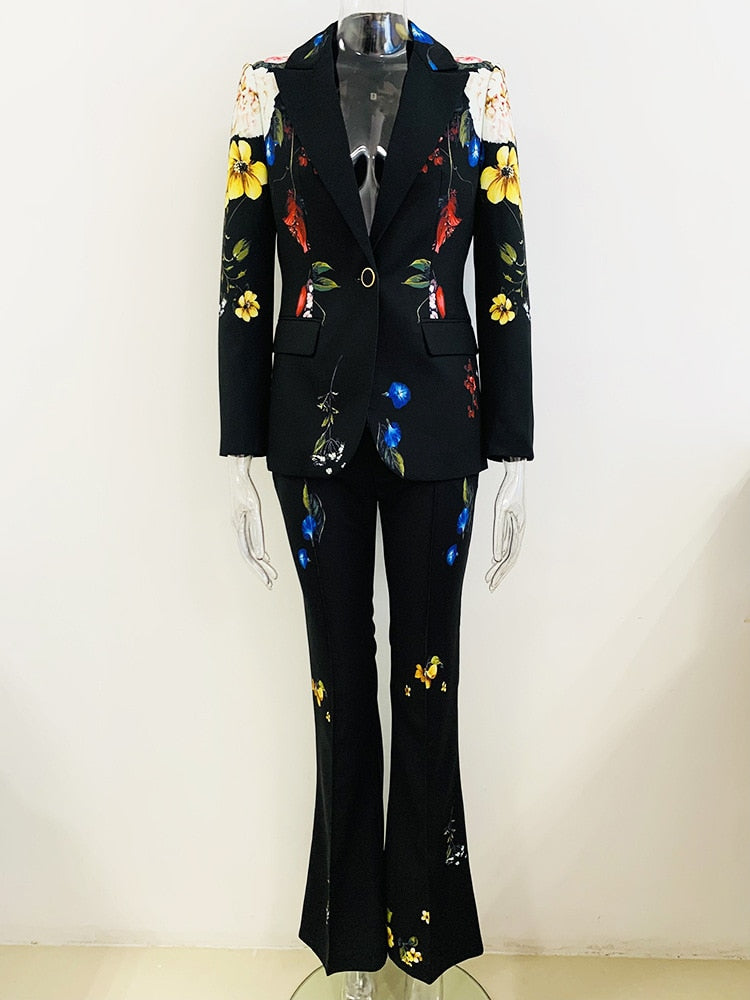 One Button Blazer Pants Set Two Piece Set