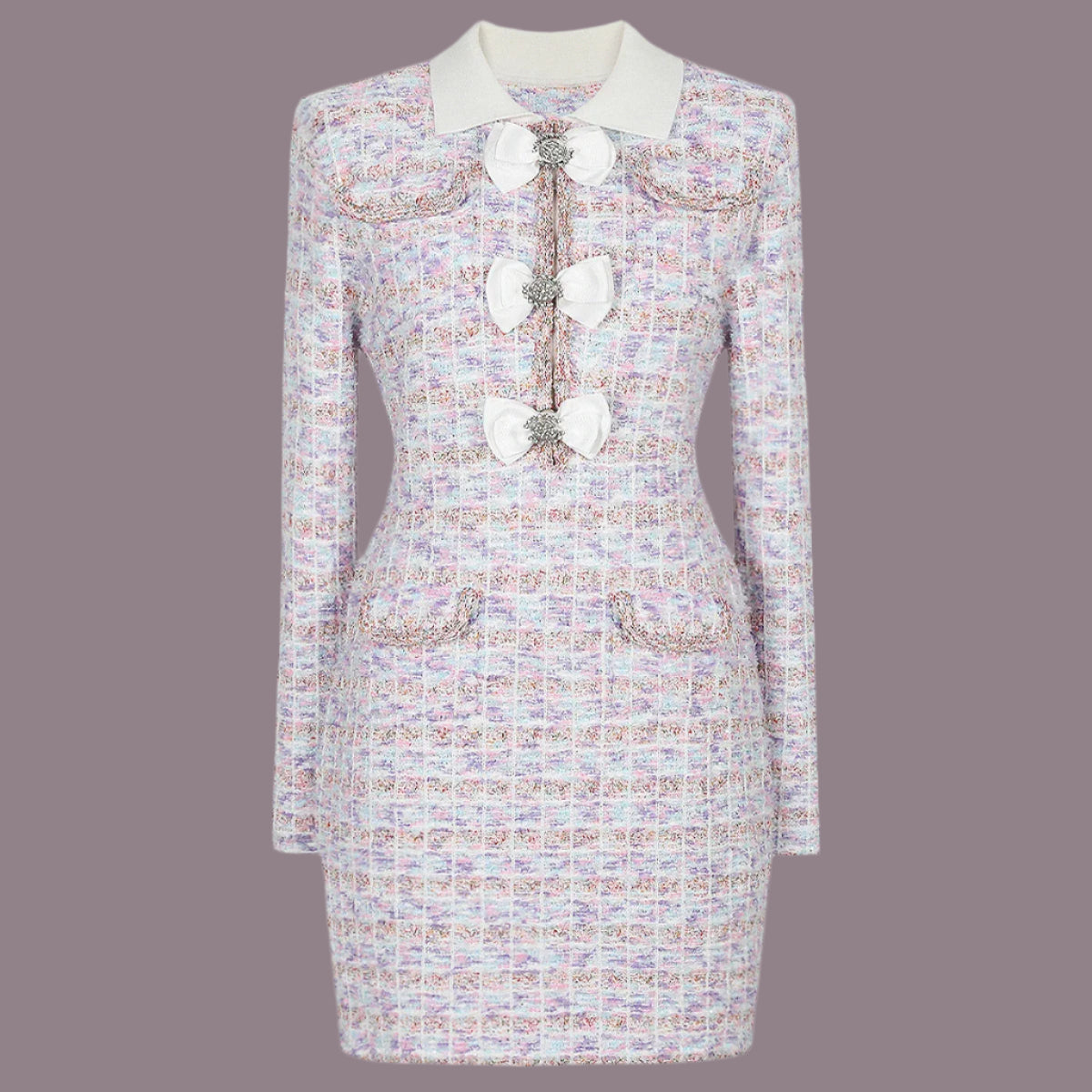 Designer Spring Long Sleeve Knitted Sweater Dresses