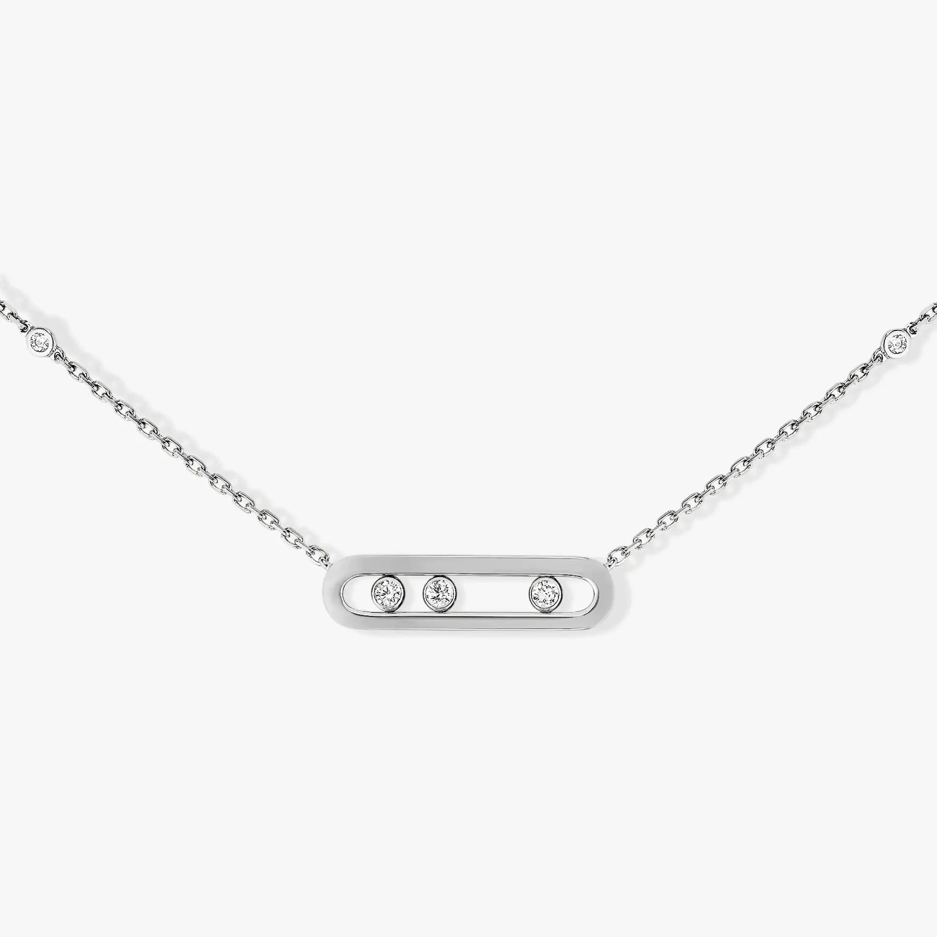 925 Sterling Silver Classic Mobile Three Diamond Necklace