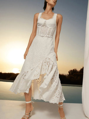 Embroidery Hollow Out Printing Dresses