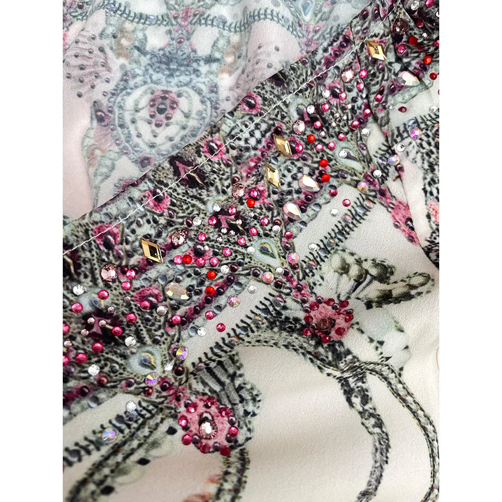 Mulberry Silk Pink Gemstone Print Dress