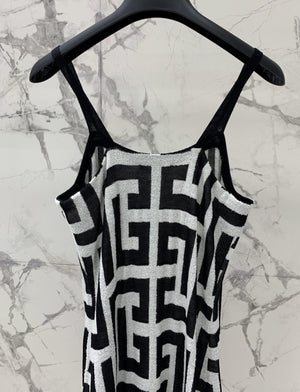 Vintage Elegant Geometric Jacquard Dress