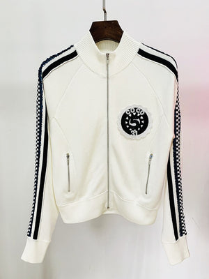Designer High Quality Stunning Beaded Sequined Bomber Jacket