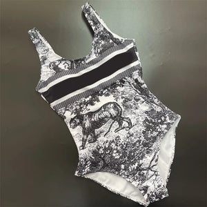 Retro Pattern Printed Personalized Swimsuit