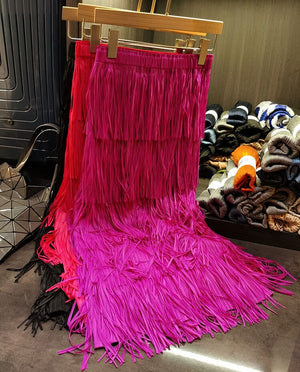 Miyake High-end Pleated Fringed Patchwork Vintage Skirt