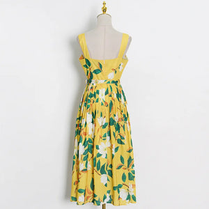 New Yellow Printed Dress