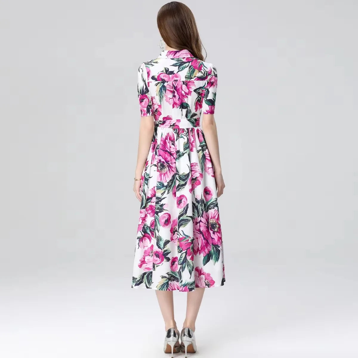 Runway Holiday Purple Floral Print Shirt Dress