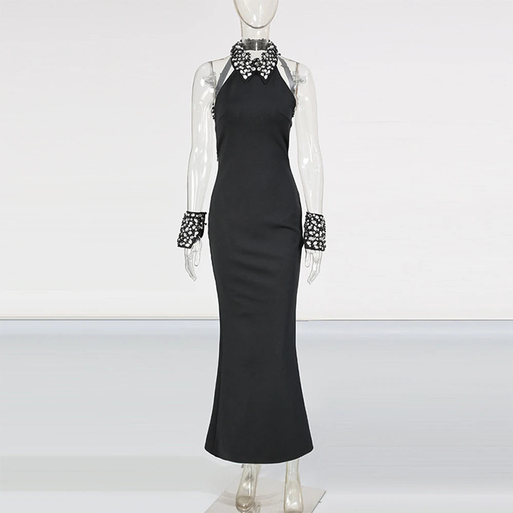 Luxury Diamond Neck Dress Sexy