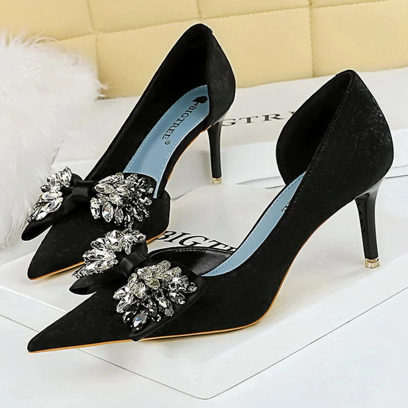 Rhinestone Bow Luxury Banquet Shoes