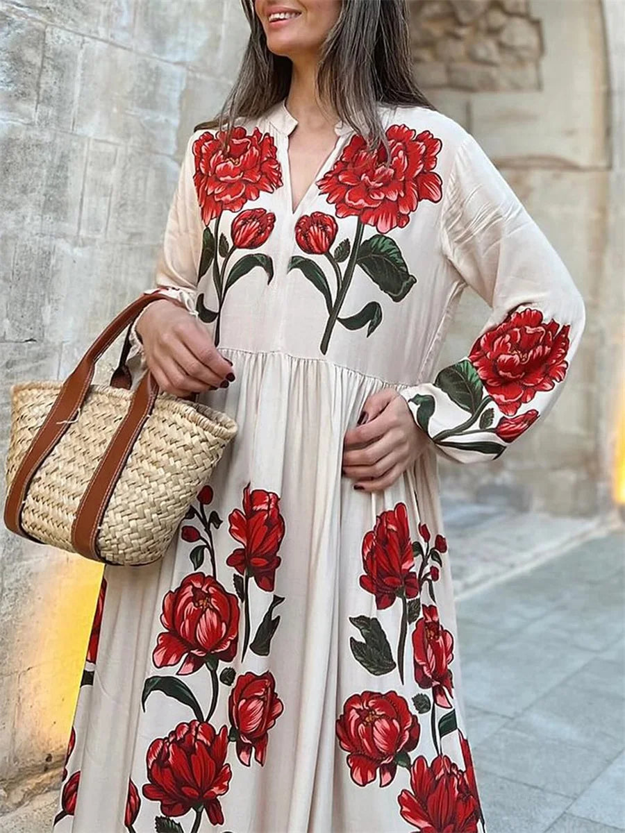 Elegant Floral Print Maxi Dress