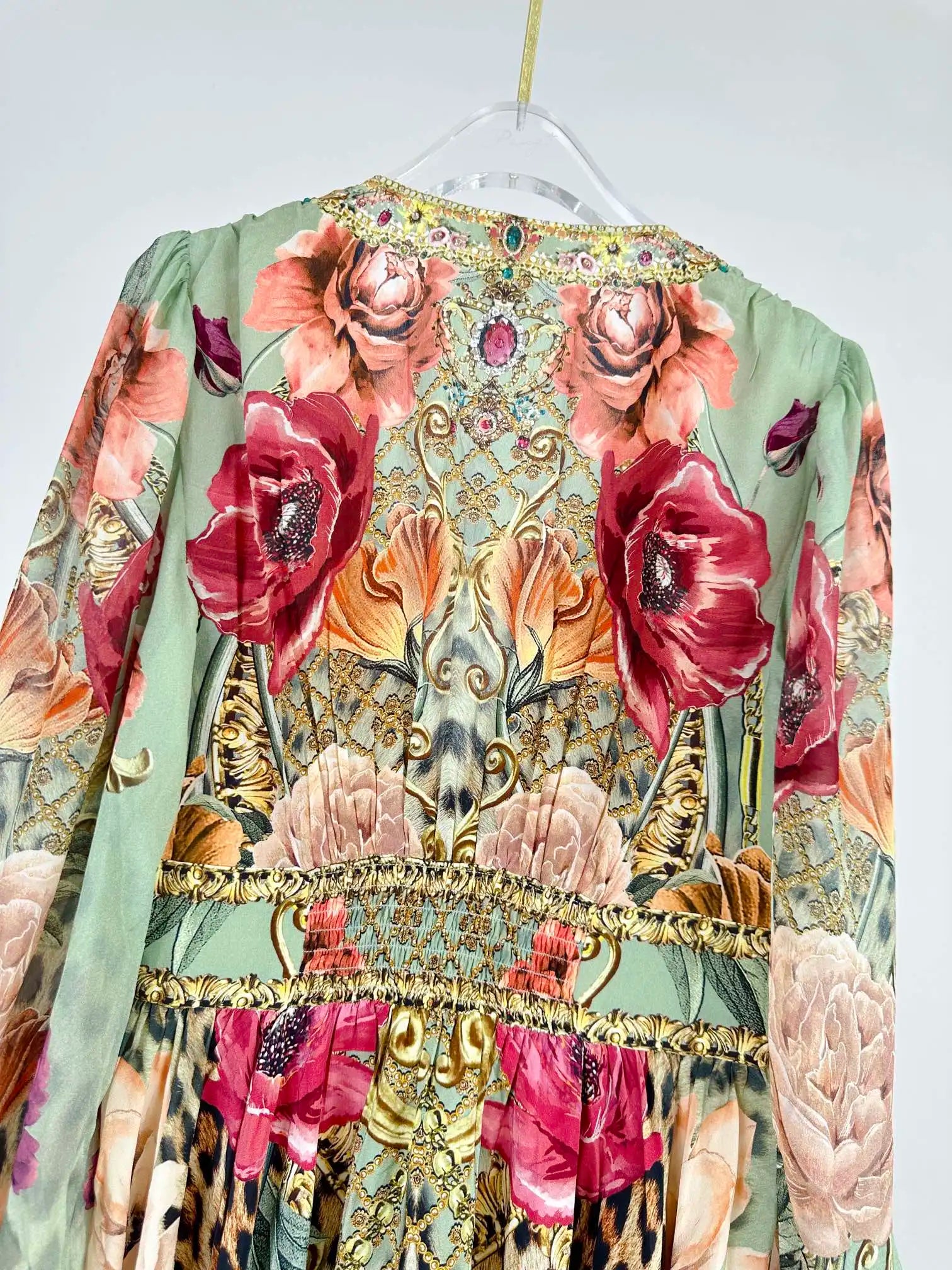 Evening  Elegant Diamond 100% Silk Printing Dress