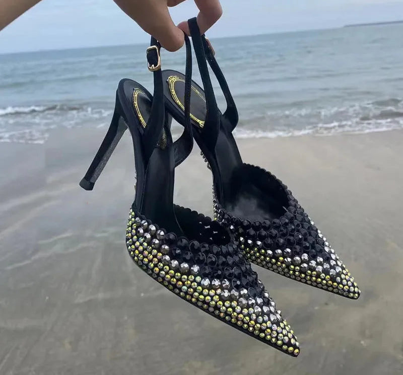Luxury Rhinestones Gradient Slingbacks Pumps
