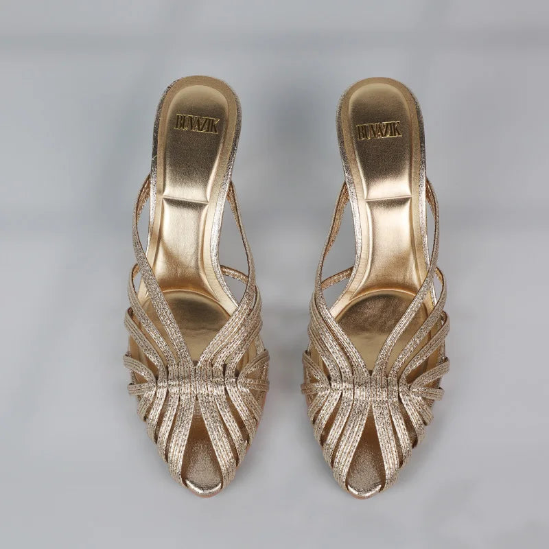 New Gold Hollow Thin Strip Heels
