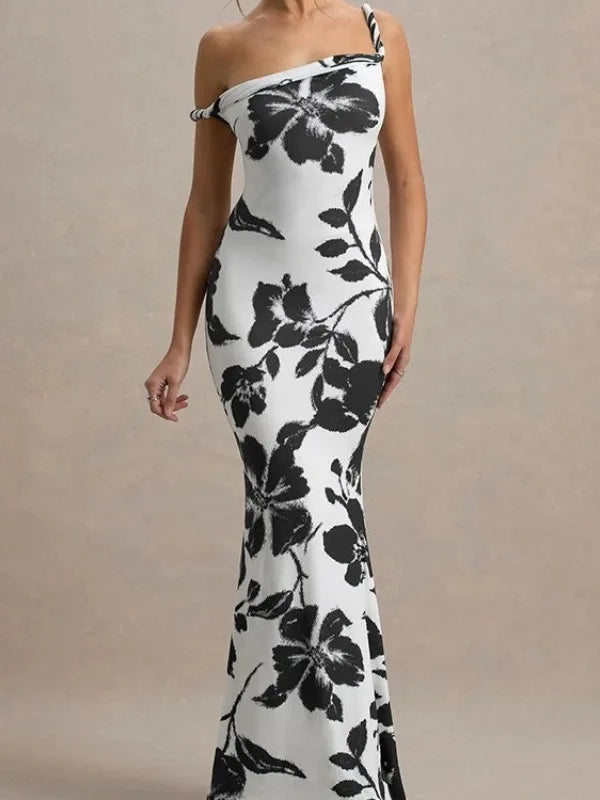 Print Slimming Wrap Body Midi Skirt H-ape Sle Dress