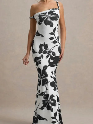 Print Slimming Wrap Body Midi Skirt H-ape Sle Dress