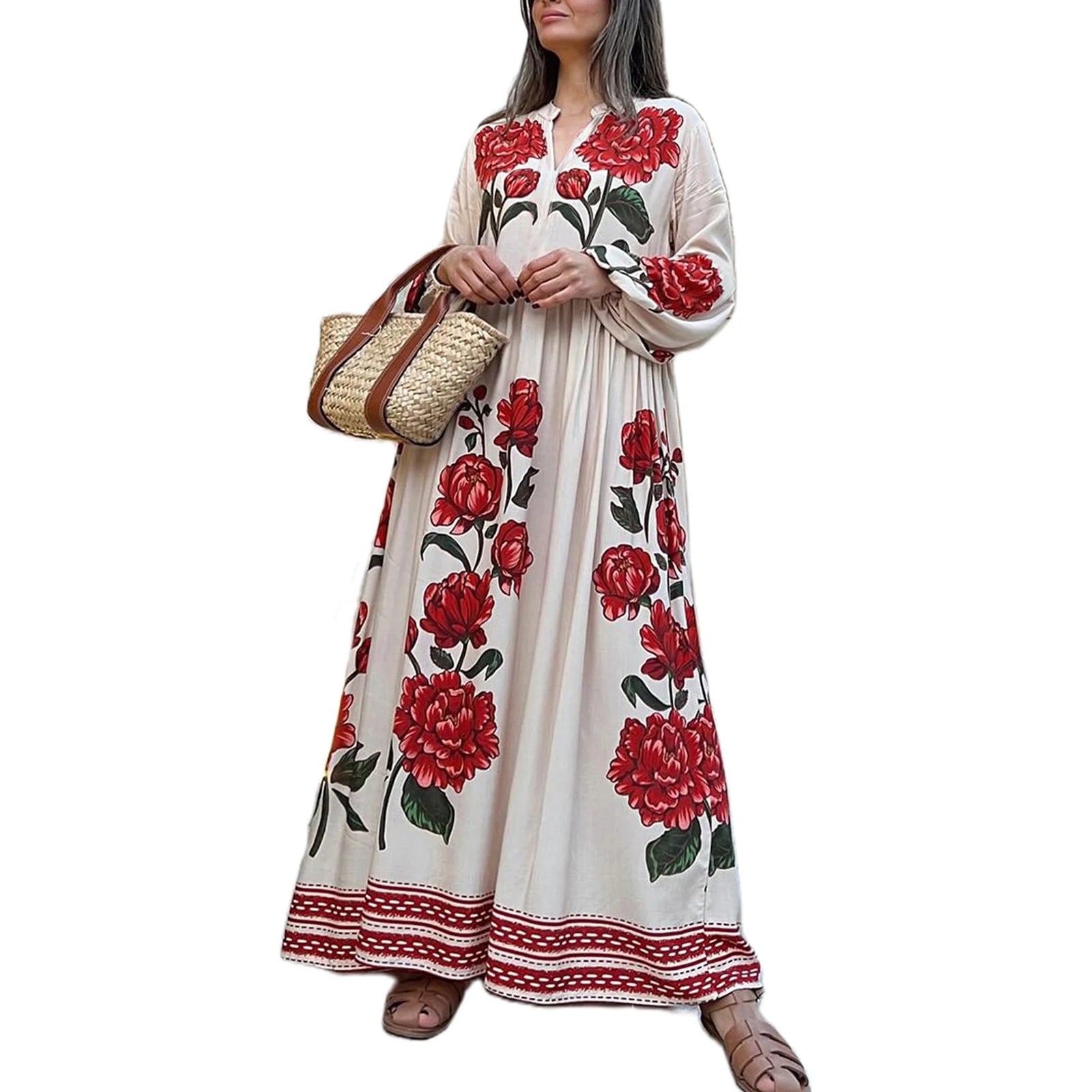 Elegant Floral Print Maxi Dress