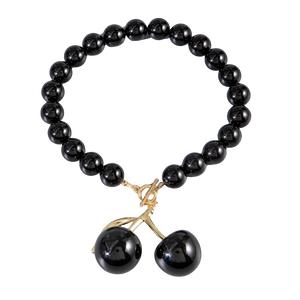 Shiny Acrylic Black Cherry Charms Pendant Necklaces Jewelry