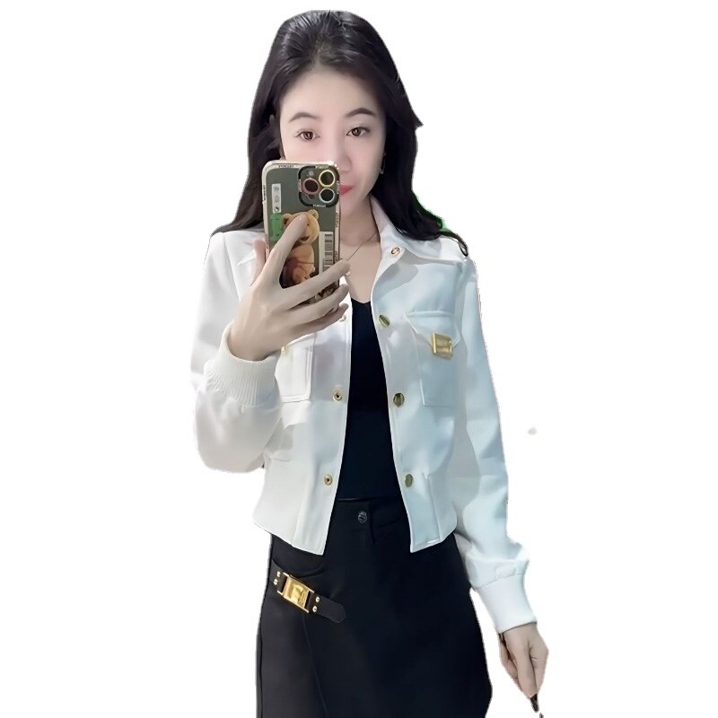 Elegant Lapel Zipper Short Coat