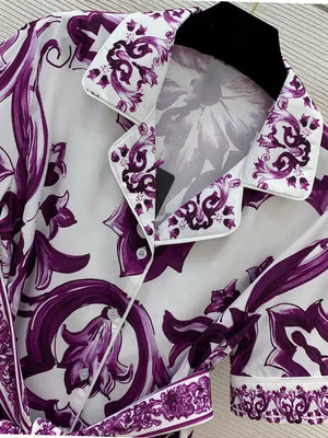 High-grade Purple Blue-and-White Porcelain Printed Two-piece