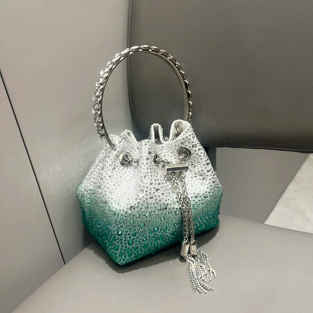 Handle Rhinestones Evening clutch Bag