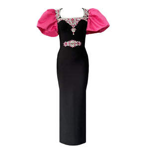 Women Elegant Puff Sleeve Bandage Dress