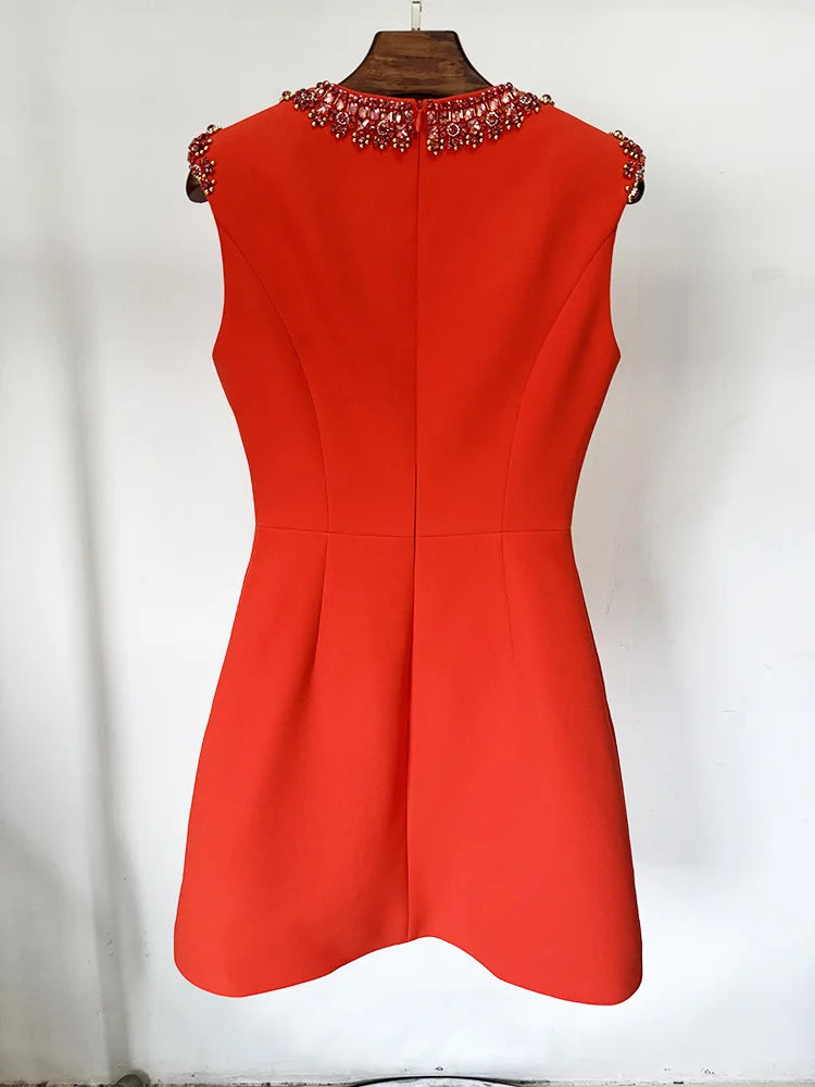 Designer Colorful Diamond Beading Tank Dress