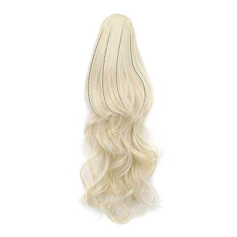 Synthetic 22Inch Long Wavy Curly Layered Ponytail Drawstring Clip