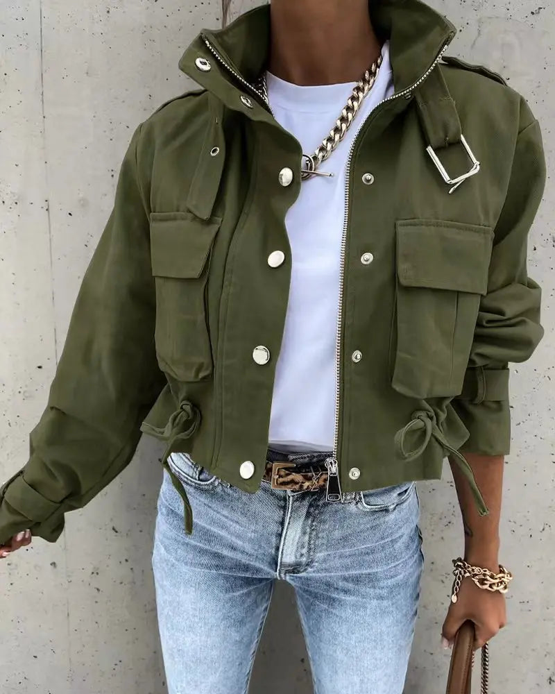 Streetwear Autumn & winter Elegant Pocket Button Coats