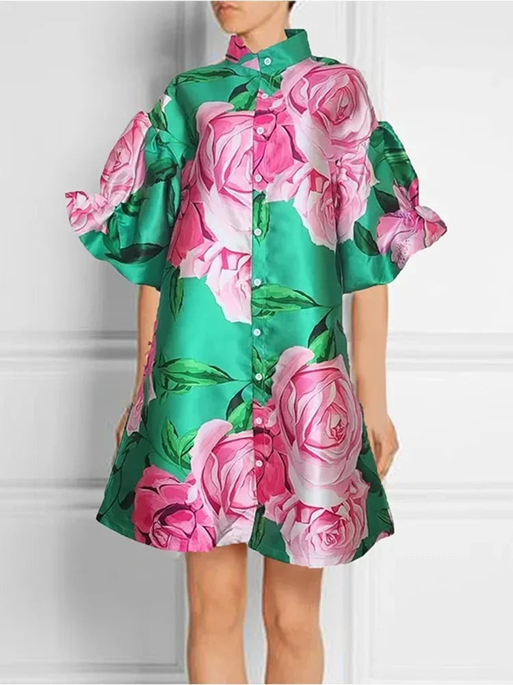 Elegant Contrasting Print Dress