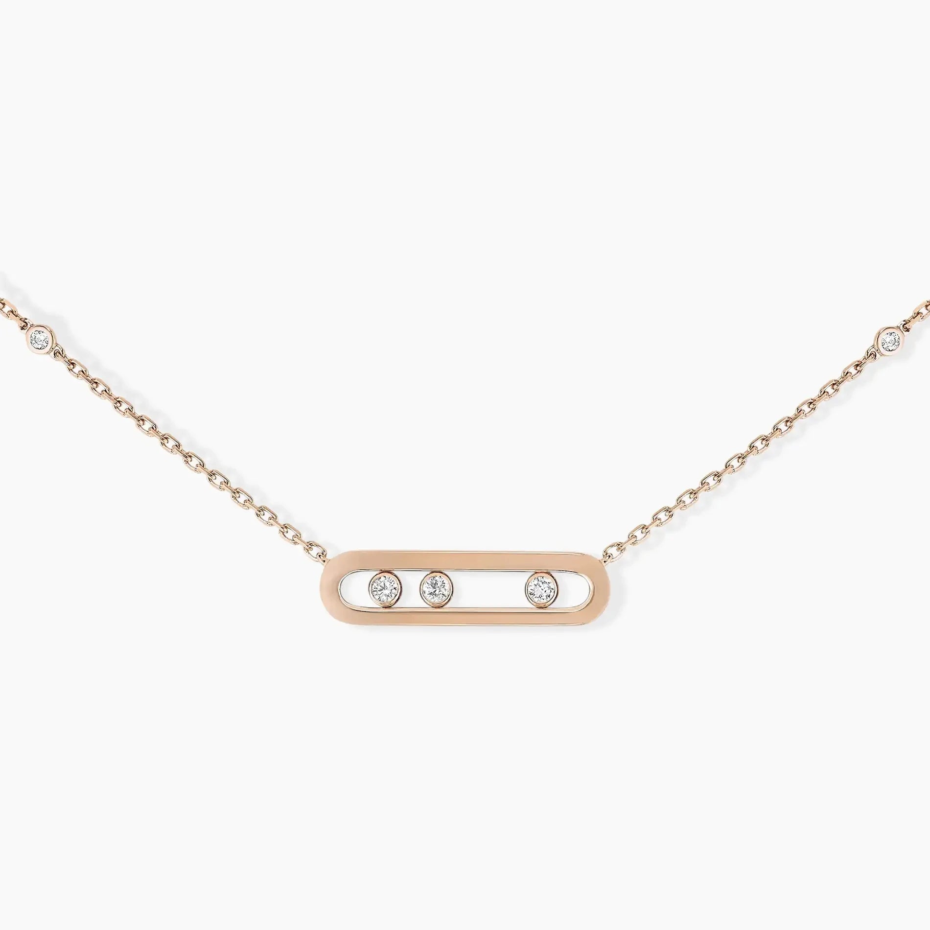 925 Sterling Silver Classic Mobile Three Diamond Necklace