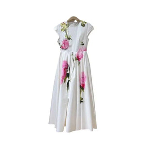 Elegant Floral Long White Dresses