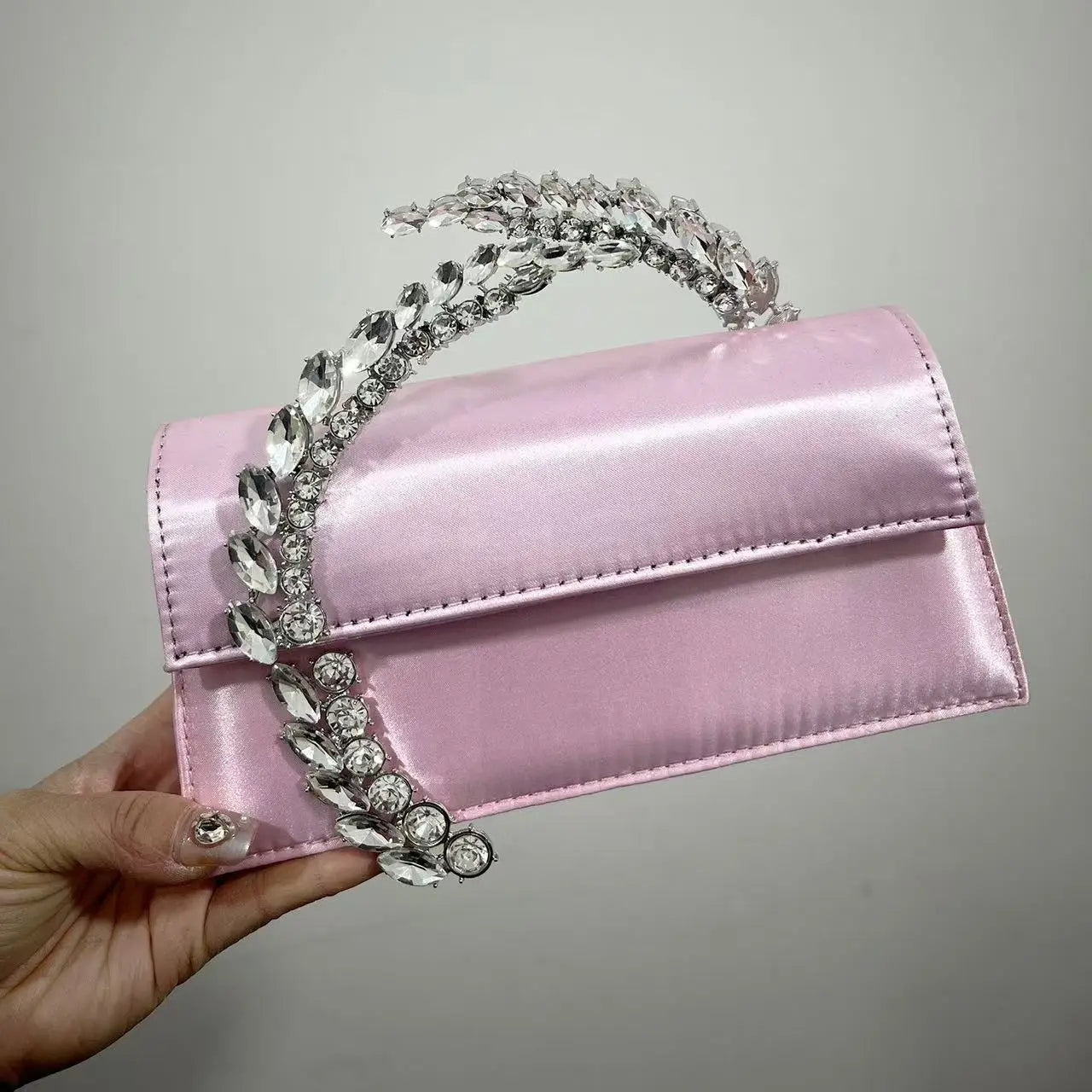 Luxury Satin Metal Handheld Women Handbag