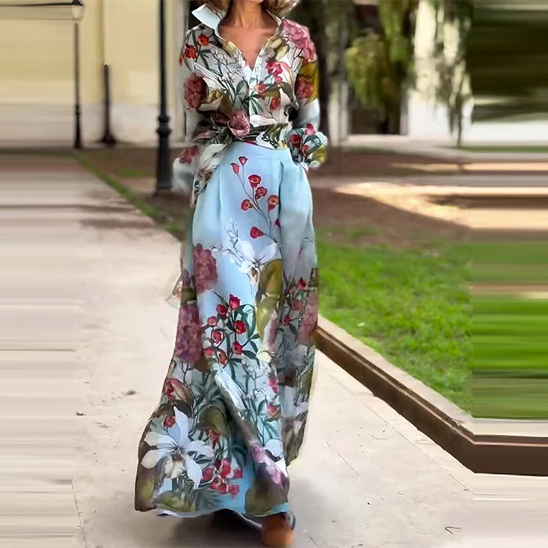 Retro Floral Print Two Piece