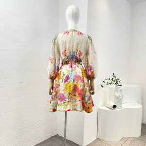 Trendy Multicolor Floral Diamonds Stretchable Dress