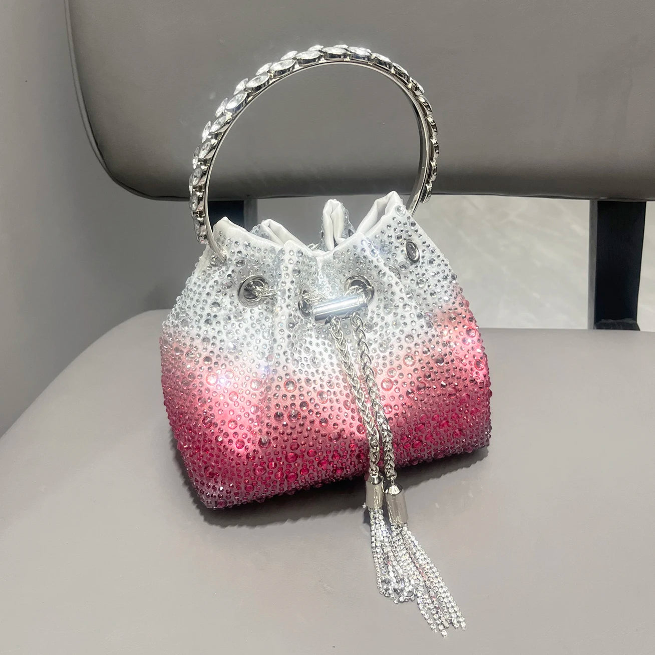 Handle Rhinestones Evening clutch Bag