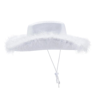 Western Style Cowboy Hat with Feather Accents