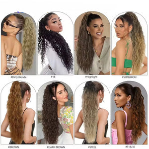 Ponytail 28Inches Blond 27/ 613 Synthetic Hair Extension 180grams Heat Resistant