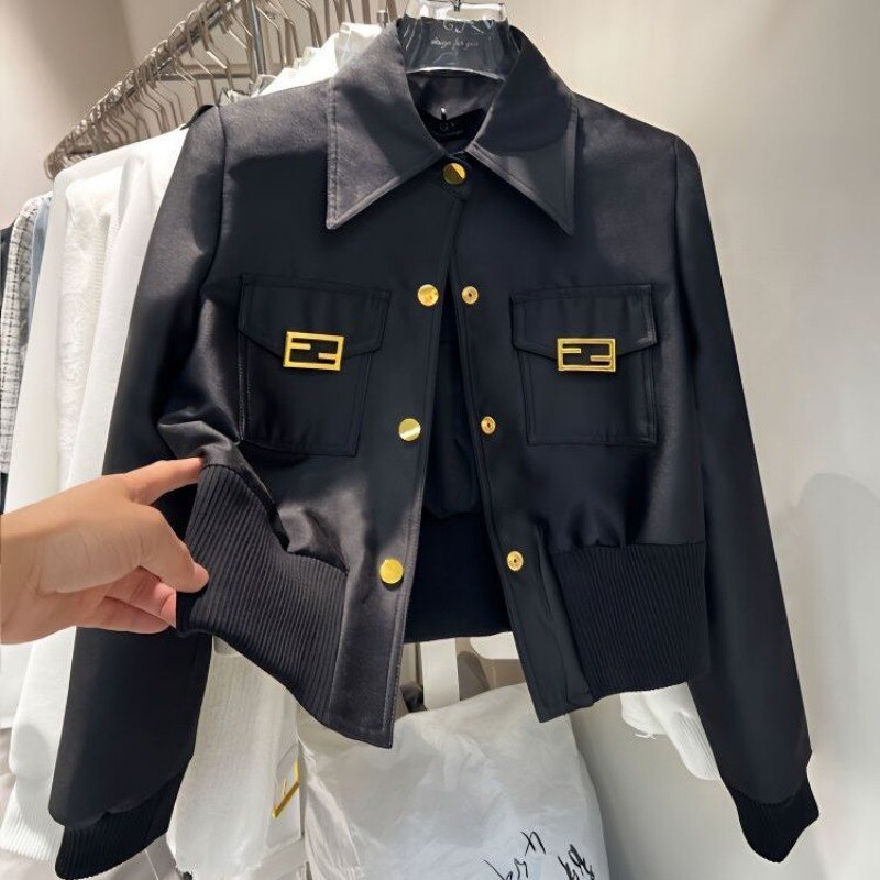 Elegant Lapel Zipper Short Coat